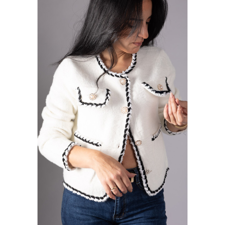 CHAQUETA RIBETE TRENZADO
